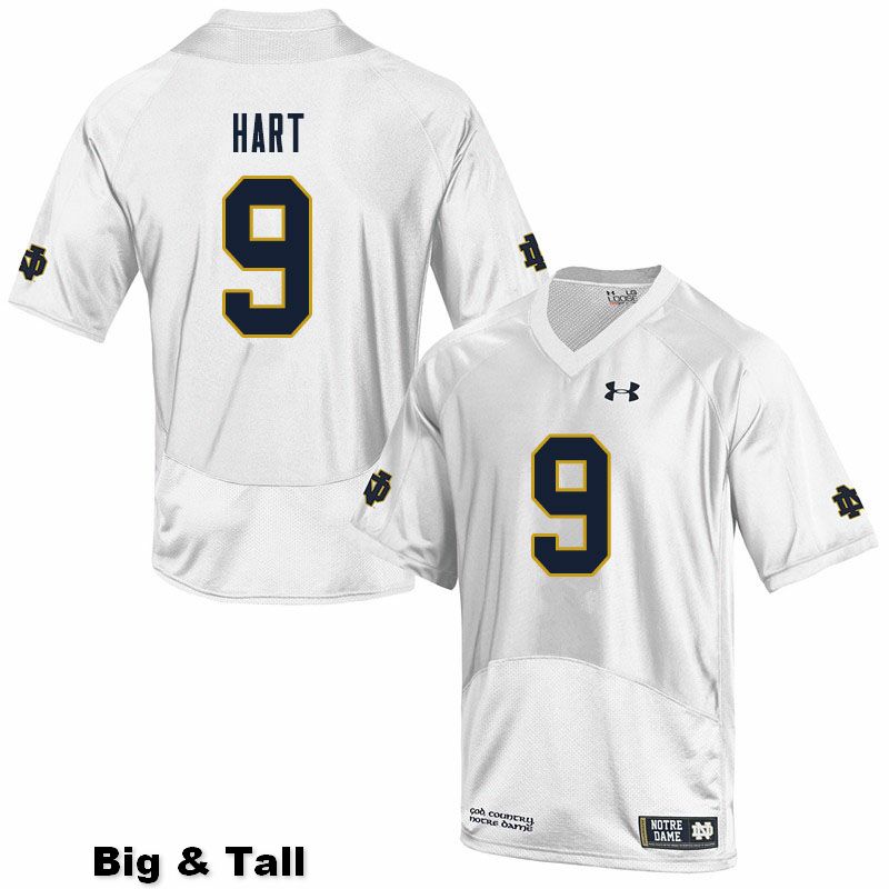 Men's NCAA Notre Dame Fighting Irish #9 Cam Hart Stitched College Under Armour Authentic White Big & Tall Football Jersey SB10P21BY